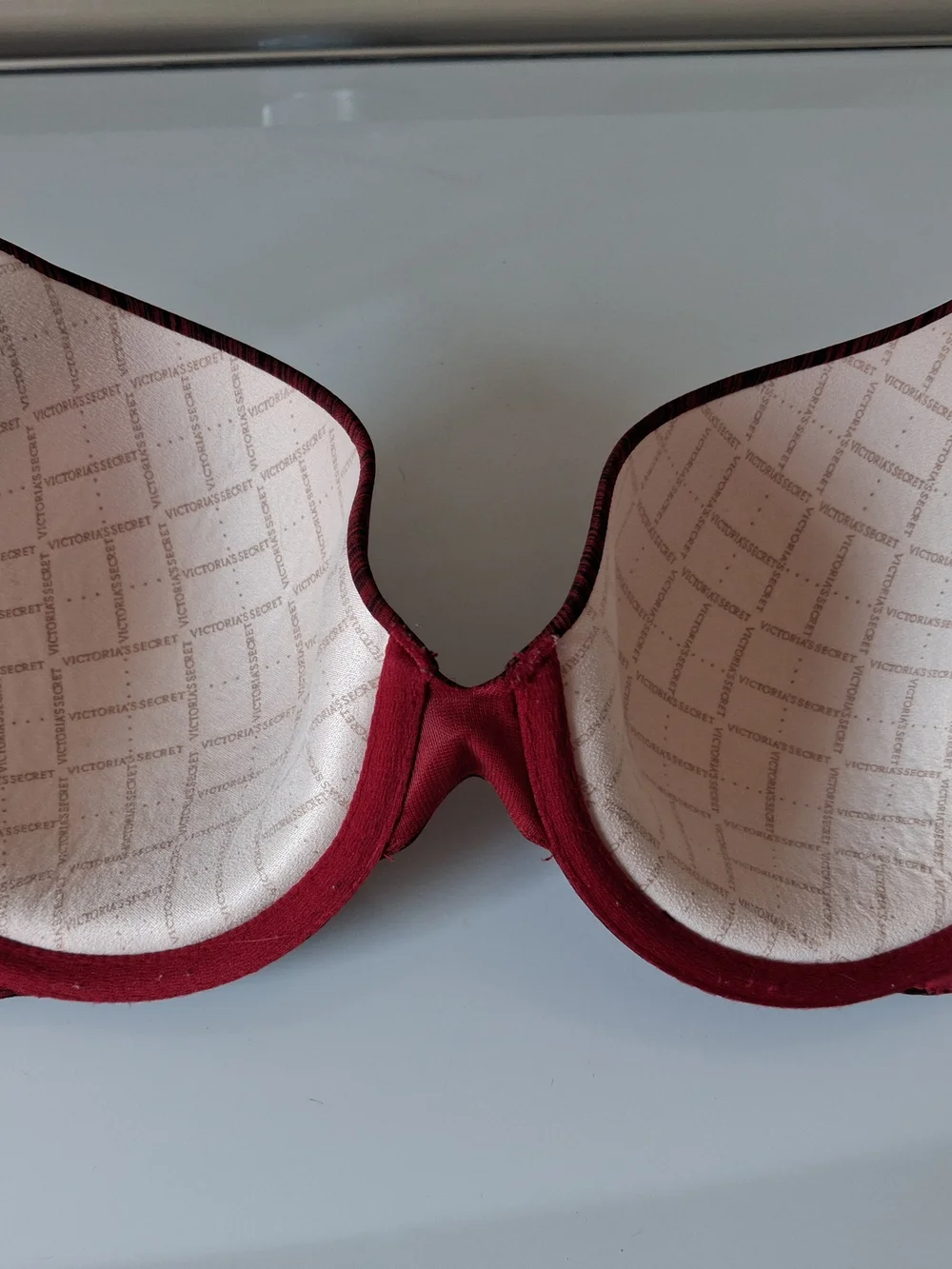 Victoria's Secret Red Heathered uplift semi demi T-Shirt Bra 36C